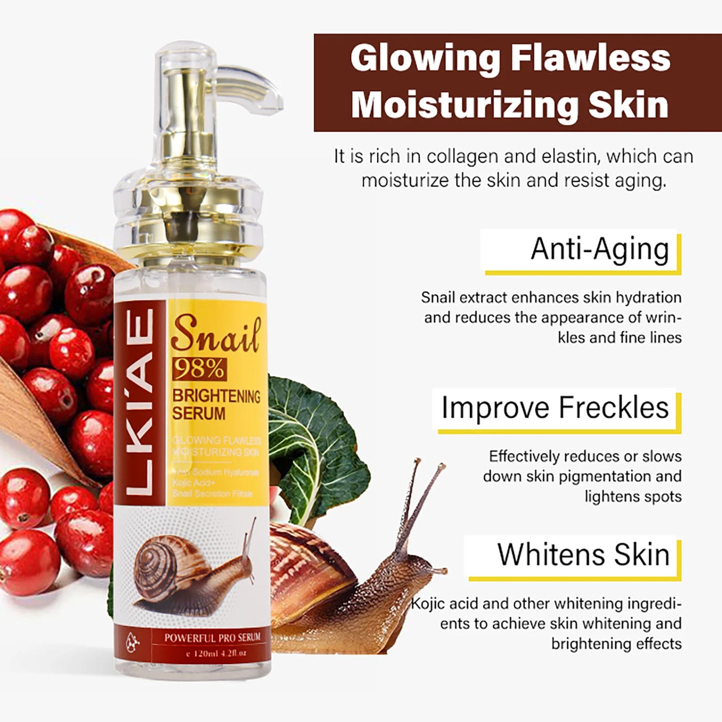 Natural Snail Brightening Face & Body Serum